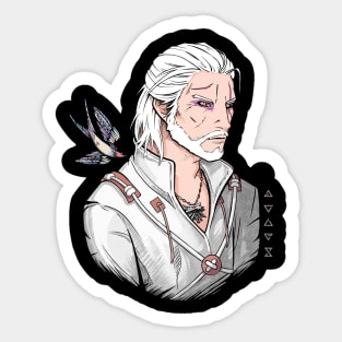 White Wolf and Swallow Sticker